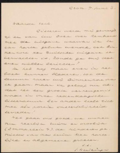 Letter to Jan Veth