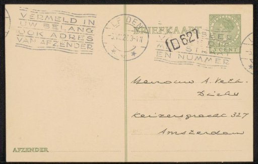 Postcard to Anna Dorothea Dirks