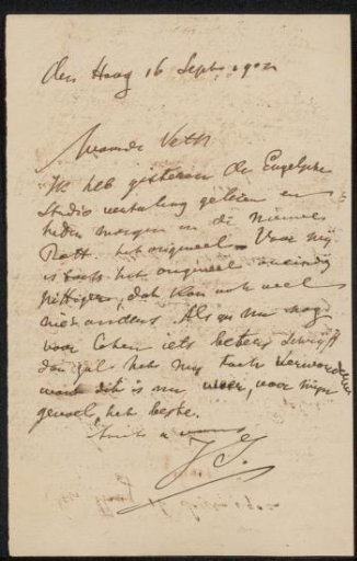 Letter to Jan Veth