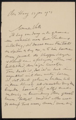 Letter to Jan Veth