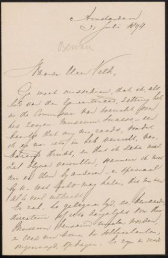 Letter to Jan Veth