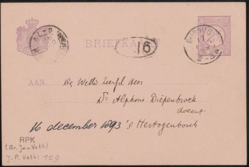 Postcard to Alphons Diepenbrock