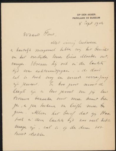 Letter to Alphons Diepenbrock