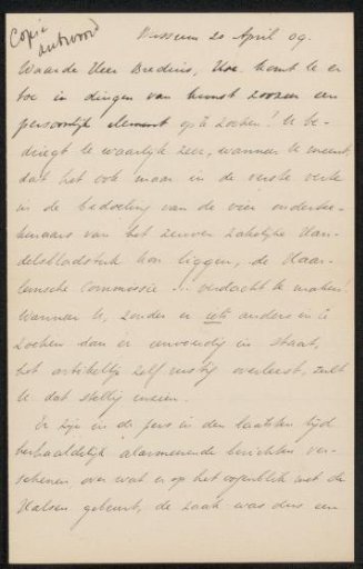 Letter to Abraham Bredius