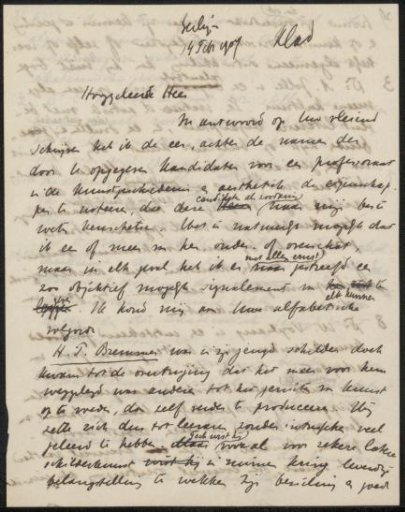 Draft letter to Samuel Muller (1848-1922)
