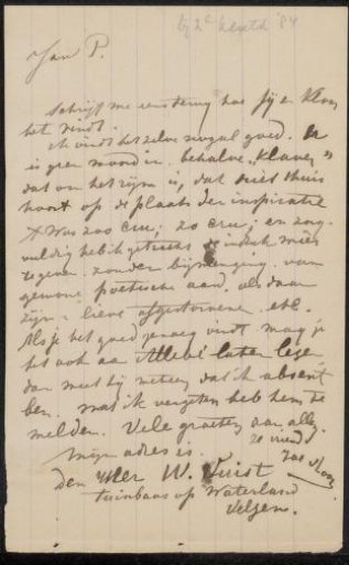 Letter to Jan Veth