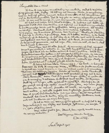 Letter to an unknown person, possibly August Allebé