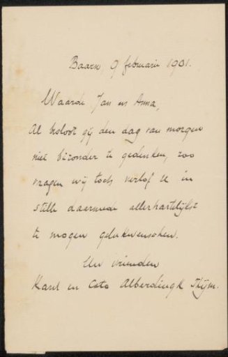 Letter to Jan Veth and Anna Dorothea Dirks