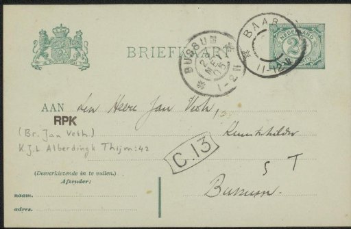 Postcard to Jan Veth