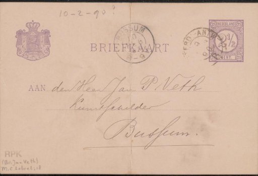 Postcard to Jan Veth