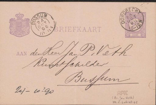 Postcard to Jan Veth