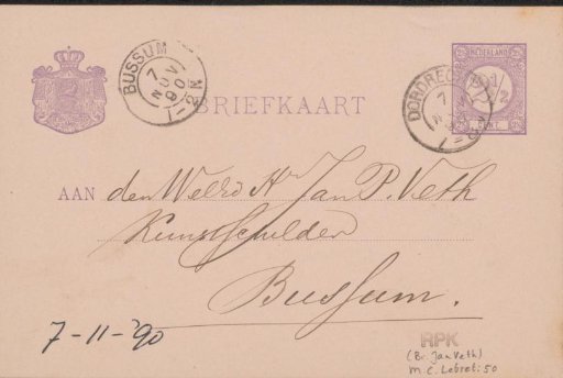 Postcard to Jan Veth