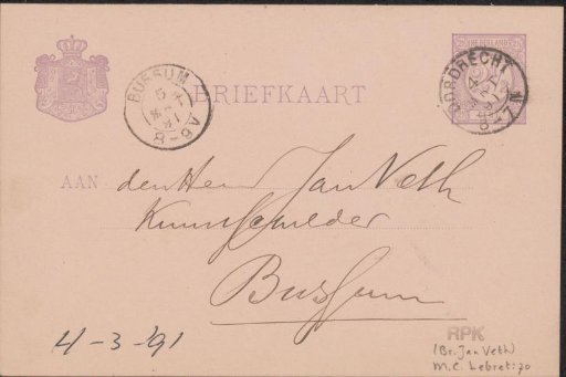 Postcard to Jan Veth