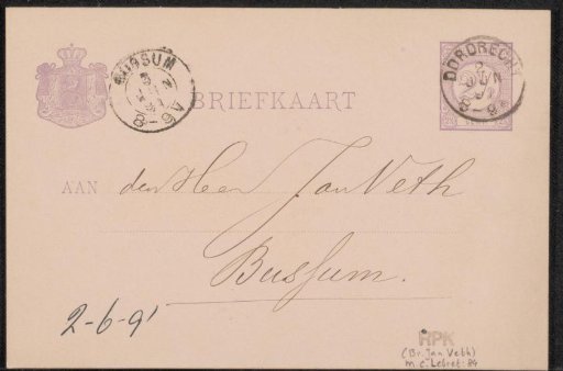 Postcard to Jan Veth
