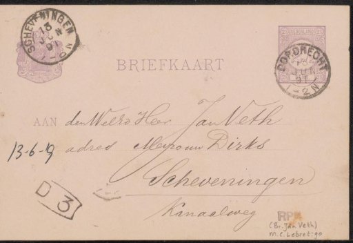 Postcard to Jan Veth