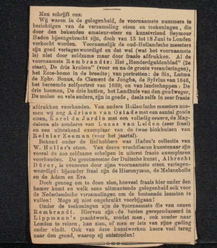Newspaper clipping from the Jan Veth archive