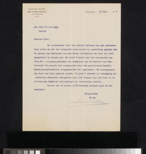 Letter to Jan Veth