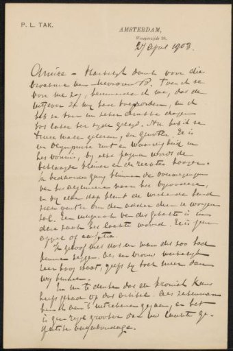 Letter to Jan Veth