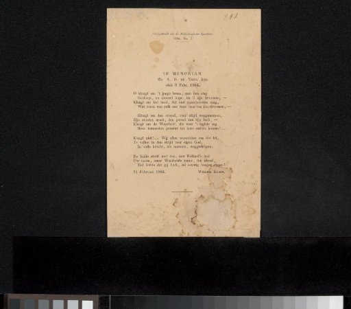 In memoriam Adrianus Daniël de Vries from the Jan Veth archive