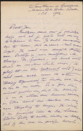 Letter to Jan Veth and Anna Dorothea Dirks
