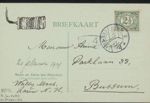 Postcard to Anna Dorothea Dirks