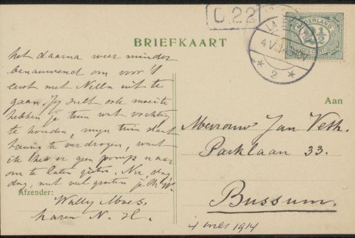 Postcard to Anna Dorothea Dirks