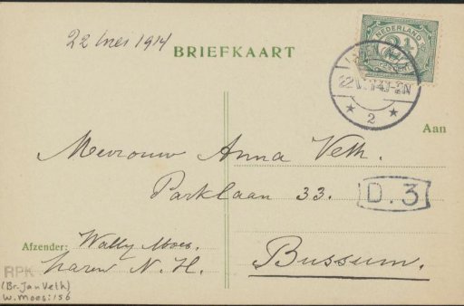 Postcard to Anna Dorothea Dirks