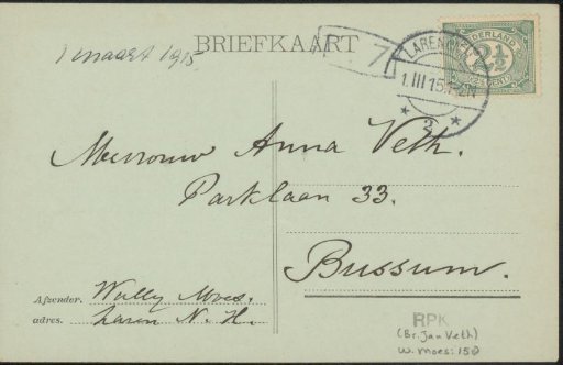 Postcard to Anna Dorothea Dirks