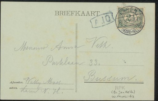 Postcard to Anna Dorothea Dirks