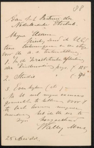Letter to the board of the Nederlandsche Etsclub