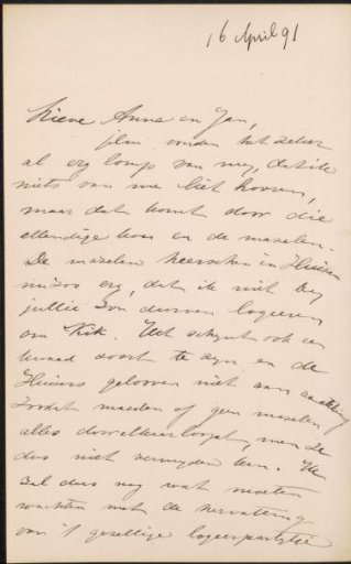 Letter to Anna Dorothea Dirks and Jan Veth