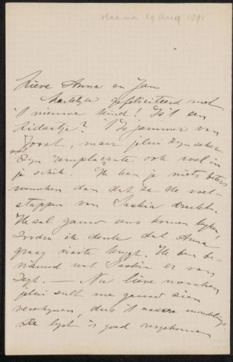 Letter to Anna Dorothea Dirks and Jan Veth