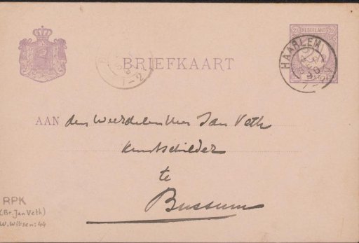 Postcard to Jan Veth