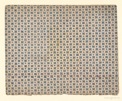 Sheet with an alternating scattered pattern of rosette and diamond on a continuous dotted ground
