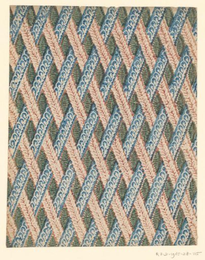 Sheet with a pattern of woven diagonal bands
