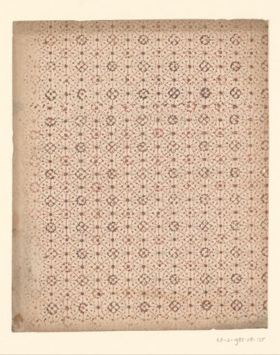 Tile with border pattern of circles consisting of dots with rosette