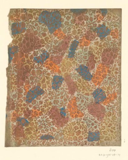Sheet with flowers and scrolls