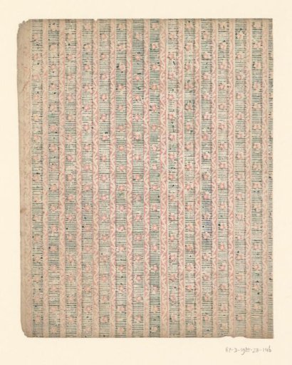 Tile with border pattern with cut-out vines alternating with flower motif on a ground of broken lines