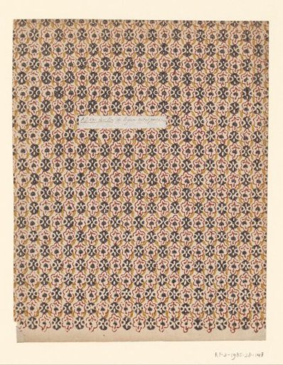 Tile with alternating all-over pattern of flower motifs