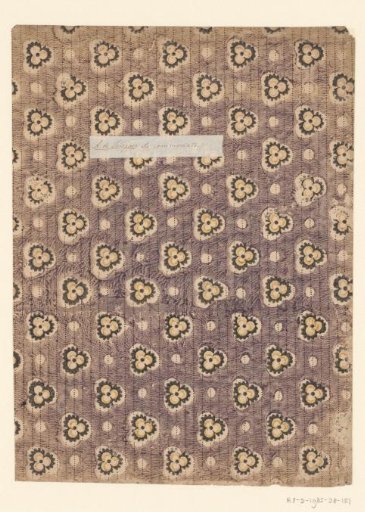 Tile with all-over pattern of cut-out clover motif with broken ground of dotted lines