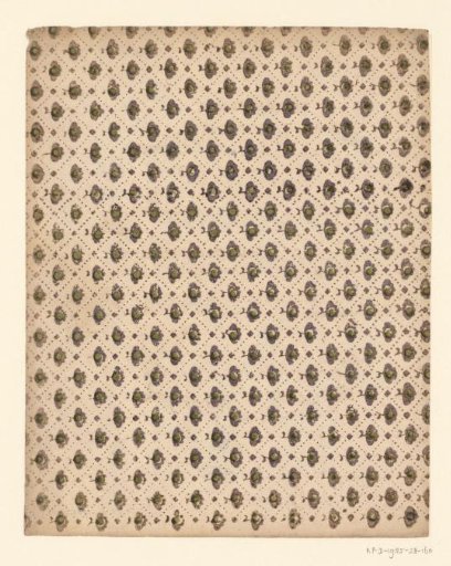 Sheet with a diamond pattern of dots and oblique squares, with a flower as field filling