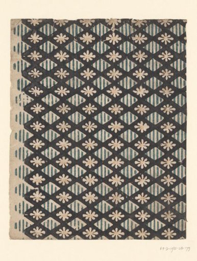 Sheet with a diamond pattern with a cut-out flower on a broken line ground