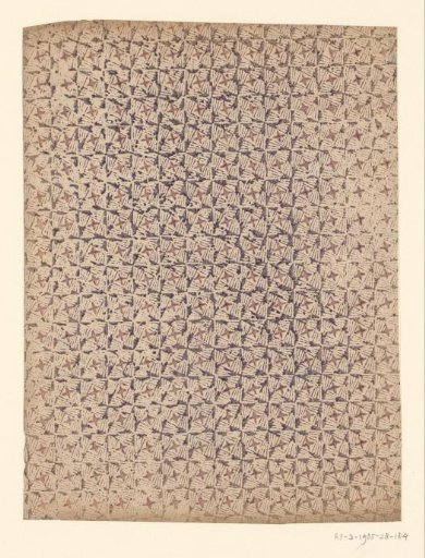 Sheet with block pattern of square filled with stripes and a star
