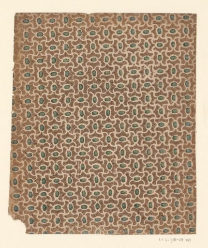Sheet with pattern of cut-out swirling lines with oval motif