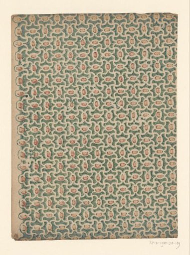 Sheet with pattern of cut-out swirling lines with oval motif