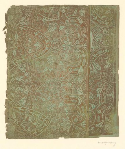 Sheet with flowers and fruit with interlacing bands