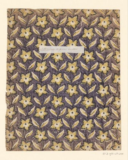 Sheet with a striped pattern of vertical vines with flowers