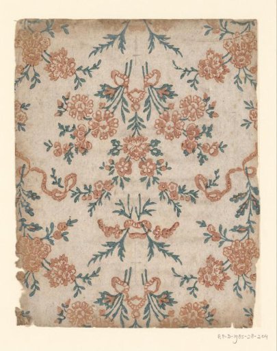 Sheet with an all-over pattern of flowers and ribbons