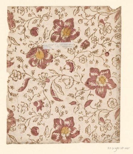 Sheet with an all-over pattern of flowers with fruit