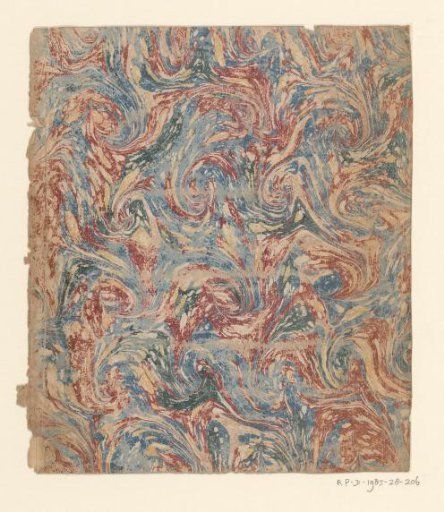 Spiral marble in blue, red, yellow and green